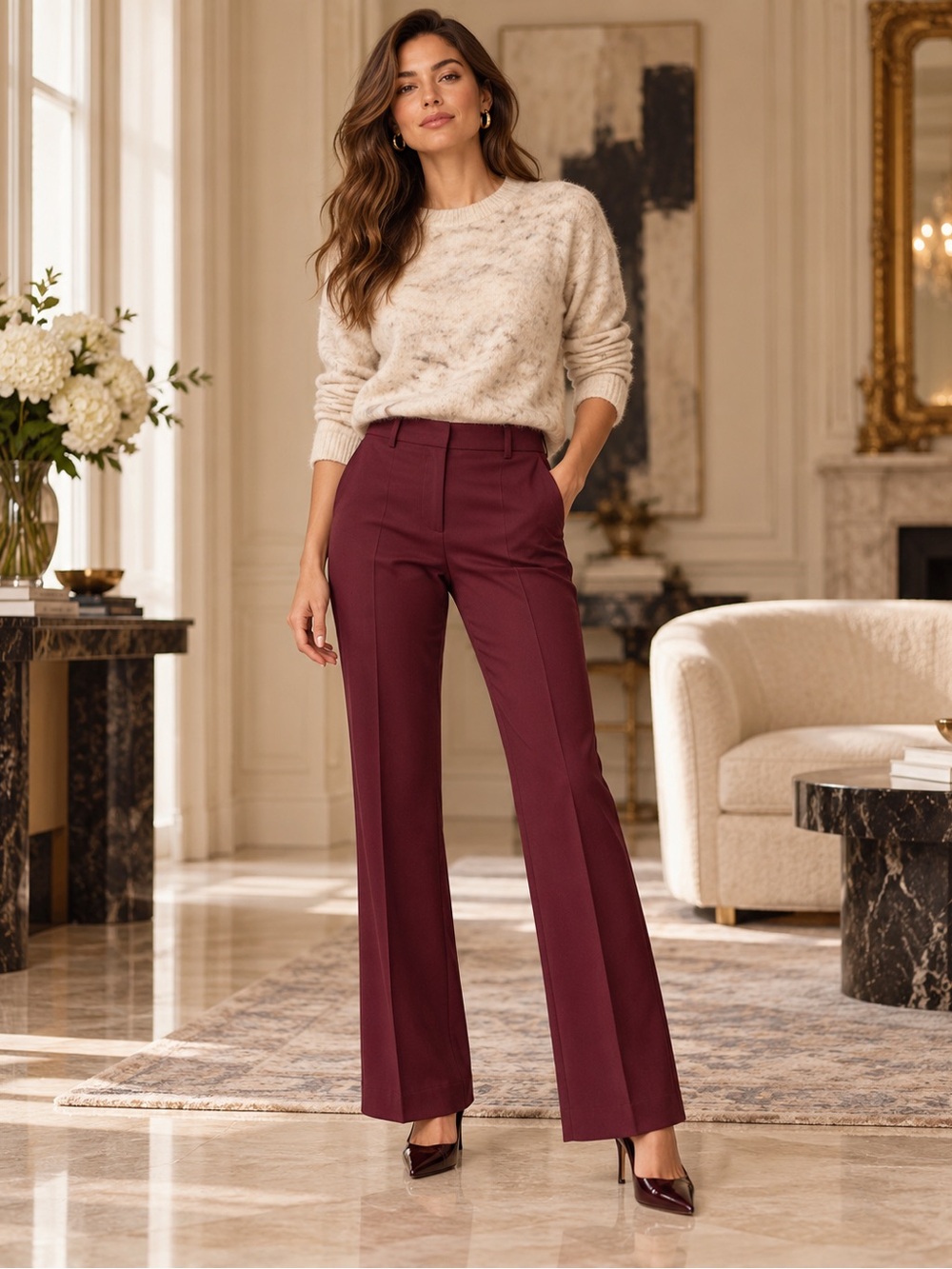 Theory Demitria 2 Classic Suit Pants Women 4 Mulberry Wool Flare Trousers
